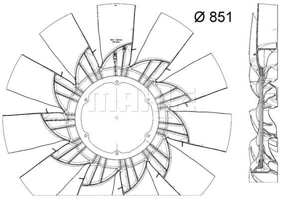 Fan impeller Mahle/Behr CFW 70 000P