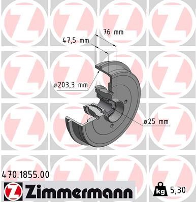 Otto Zimmermann 470.1855.00 Brake drum with wheel bearing, assy 470185500