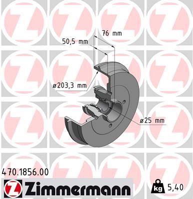 Otto Zimmermann 470.1856.00 Brake drum with wheel bearing, assy 470185600