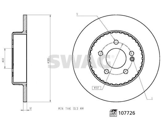SWAG 10 10 7726 Unventilated brake disc 10107726 10107726 SWAG Unventilated brake disc