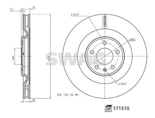 Brake disc Audi A8: 33100930 SWAG Rear vented brake disc