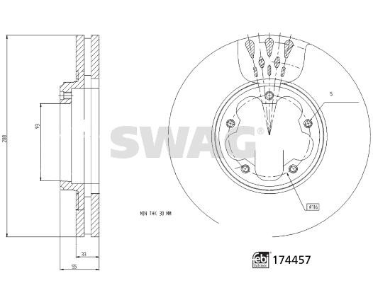 SWAG 33 10 2209 Front vented brake disc 33102209 33102209 SWAG Front vented brake disc