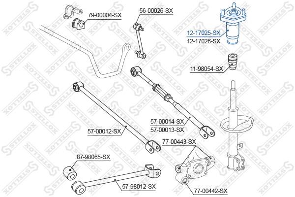 Rear left shock absorber support Stellox 12-17025-SX