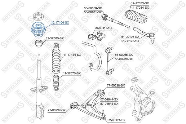 Front strut mount Stellox 12-17164-SX
