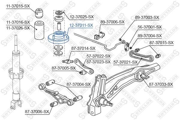 Stellox 12-37011-SX Rear shock absorber support 1237011SX