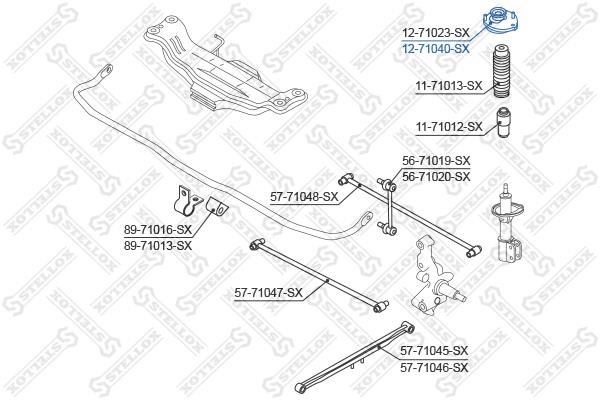 Rear right shock absorber support Stellox 12-71040-SX