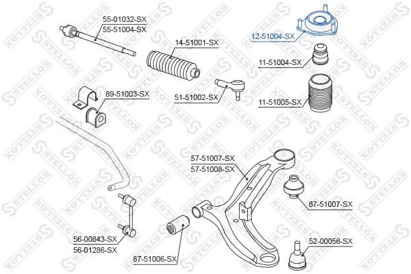 Front strut mount Stellox 12-51004-SX