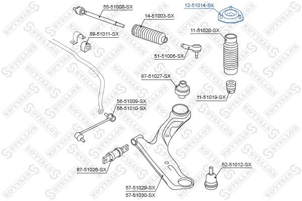 Strut bearing with bearing kit Stellox 12-51014-SX