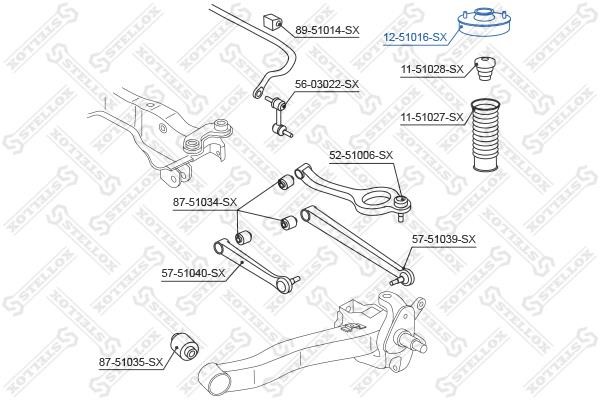 Stellox 12-51016-SX Rear shock absorber support 1251016SX
