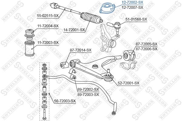 Front strut mount Stellox 12-72002-SX