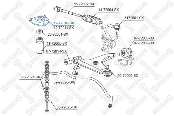 Strut bearing with bearing kit Stellox 12-72010-SX