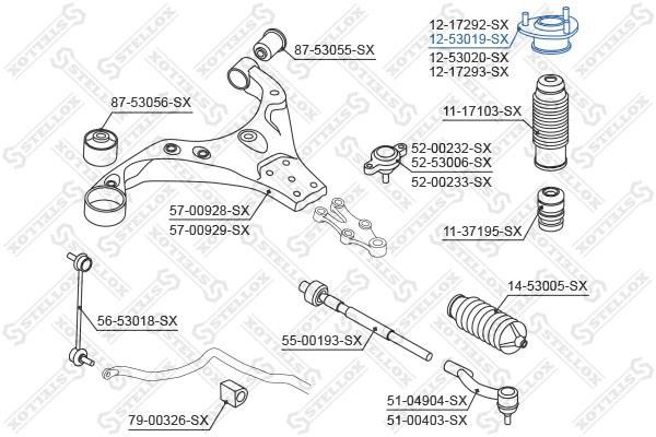 Stellox 12-53019-SX Rear left shock absorber support 1253019SX