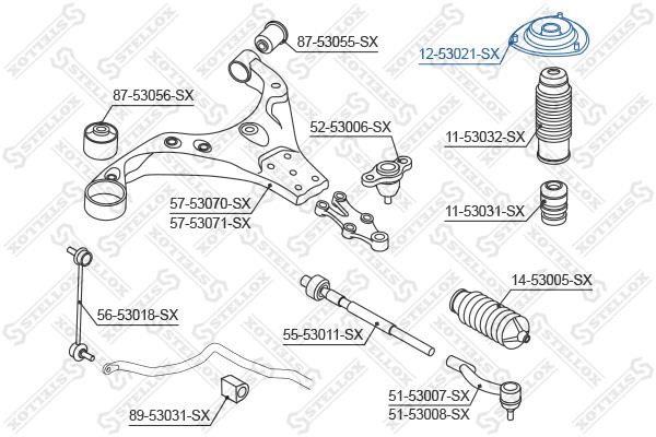Front strut mount Stellox 12-53021-SX