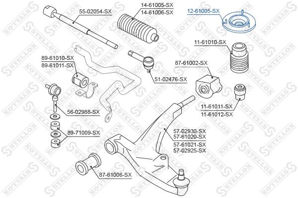 Front strut mount Stellox 12-61005-SX