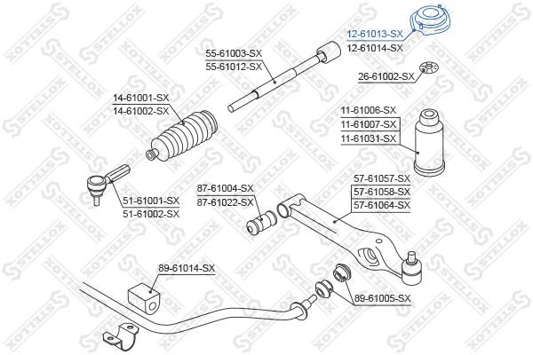 Front strut mount Stellox 12-61013-SX