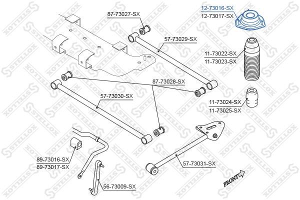 Rear shock absorber support Stellox 12-73016-SX