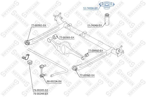 Rear shock absorber support Stellox 12-74004-SX