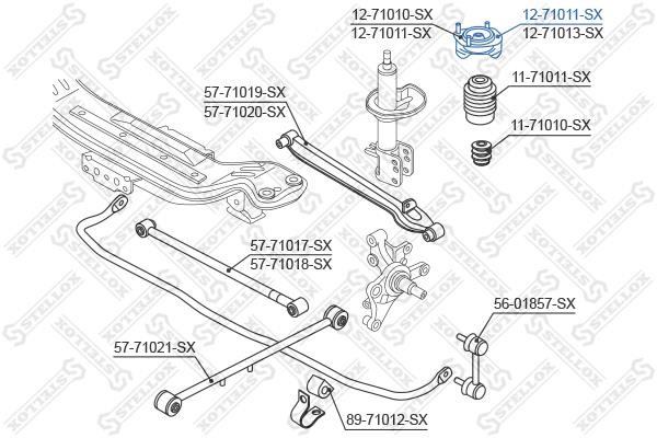 Stellox 12-71011-SX Rear right shock absorber support 1271011SX