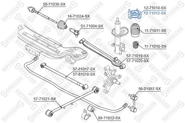 Rear left shock absorber support Stellox 12-71012-SX