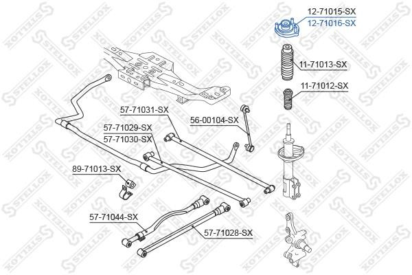 Rear left shock absorber support Stellox 12-71016-SX