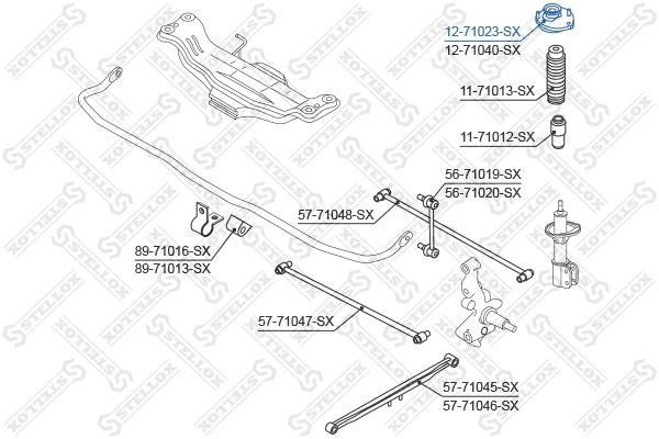 Rear left shock absorber support Stellox 12-71023-SX