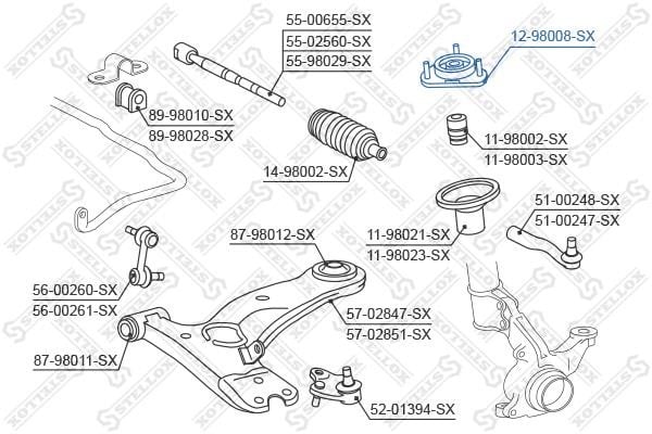 Strut bearing with bearing kit Stellox 12-98008-SX