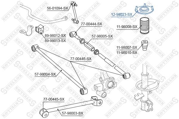 Rear shock absorber support Stellox 12-98023-SX