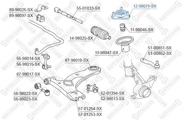 Front strut mount Stellox 12-98011-SX