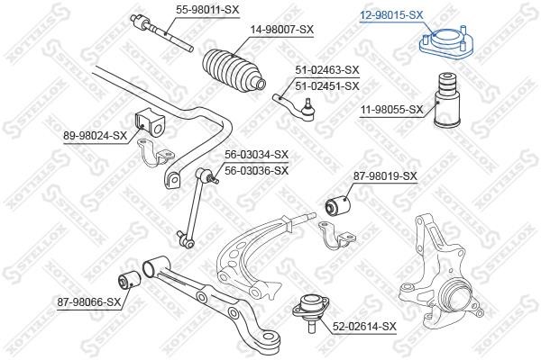 Front strut mount Stellox 12-98015-SX