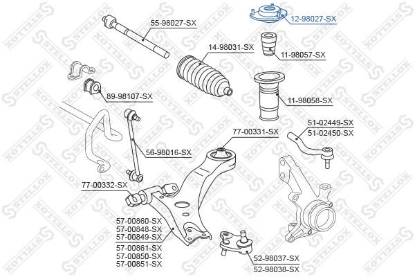 Front strut mount Stellox 12-98027-SX