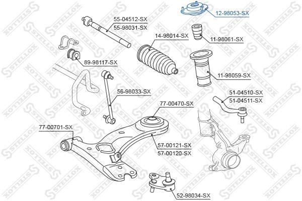 Strut bearing with bearing kit Stellox 12-98053-SX