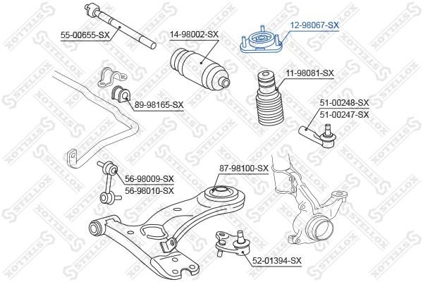 Front strut mount Stellox 12-98067-SX