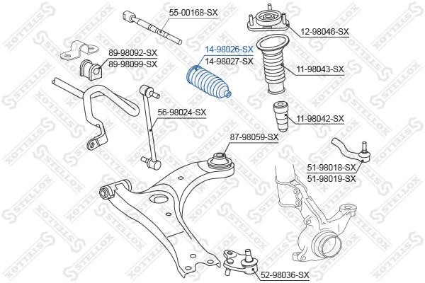 Stellox 14-98026-SX Steering rack boot 1498026SX