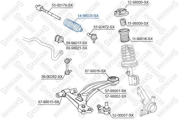 Stellox 14-98028-SX Steering rack boot 1498028SX
