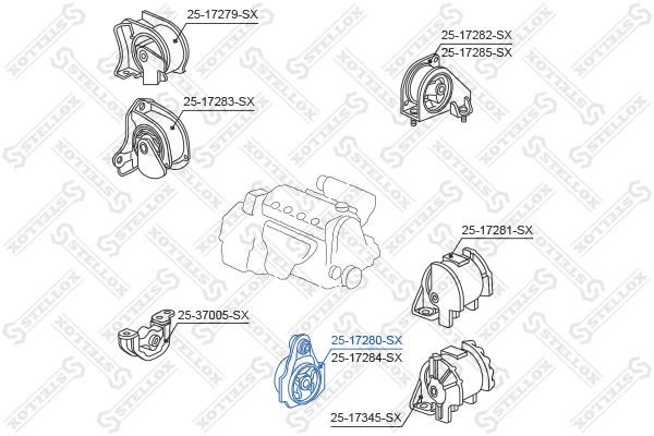 Stellox 25-17280-SX Engine mount, front left 2517280SX 2517280SX Stellox Engine mount, front left