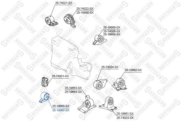 Engine mount, front Stellox 25-19667-SX