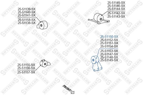 Stellox 25-51150-SX Engine mount, front 2551150SX