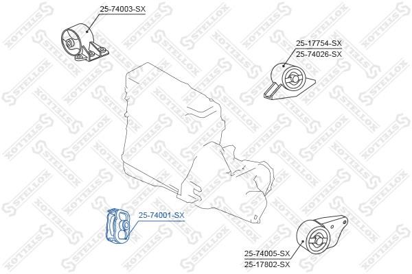 Engine mount, front Stellox 25-74001-SX