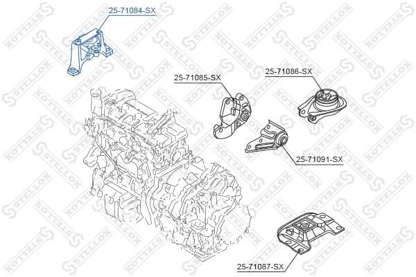 Engine mount right Stellox 25-71084-SX