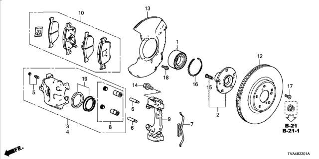 Honda 45022-TVC-A51 Pad Set, Front 45022TVCA51