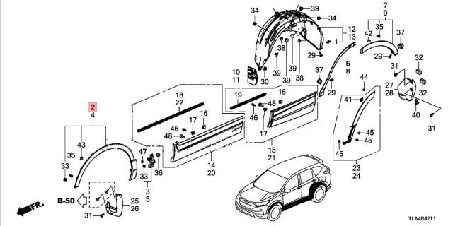 Wing extension front right Honda 74115-TLY-H01