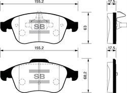 Sangsin SP1516 Front disc brake pads, set SP1516