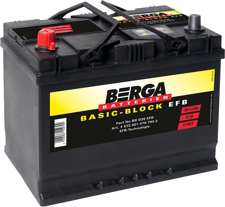 Berga 5725010767902 Battery Berga 12V 72AH 760A(EN) R+ 5725010767902