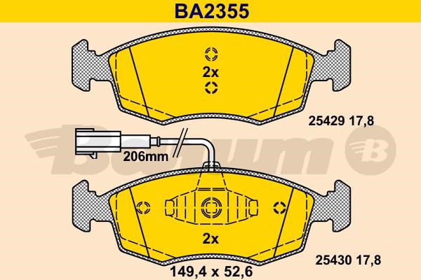 Barum BA2355 Brake Pad Set, disc brake BA2355