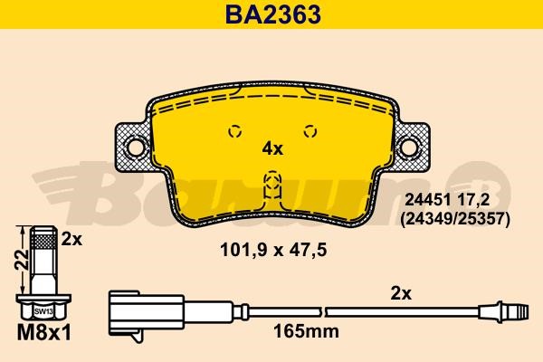 Barum BA2363 Brake Pad Set, disc brake BA2363