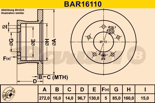 Barum BAR16110 Rear brake disc, non-ventilated BAR16110