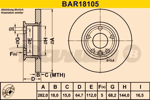 Barum BAR18105 Unventilated front brake disc BAR18105