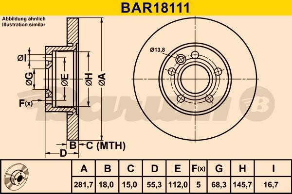 Barum BAR18111 Unventilated front brake disc BAR18111
