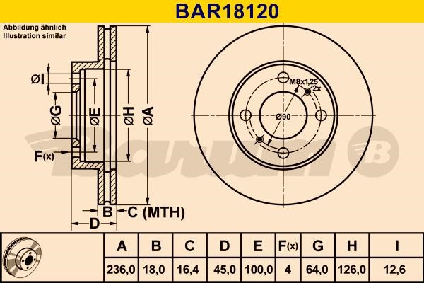Barum BAR18120 Ventilated disc brake, 1 pcs. BAR18120