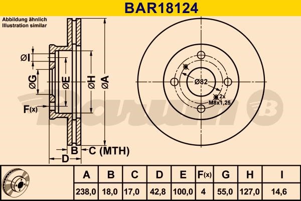 Barum BAR18124 Ventilated disc brake, 1 pcs. BAR18124